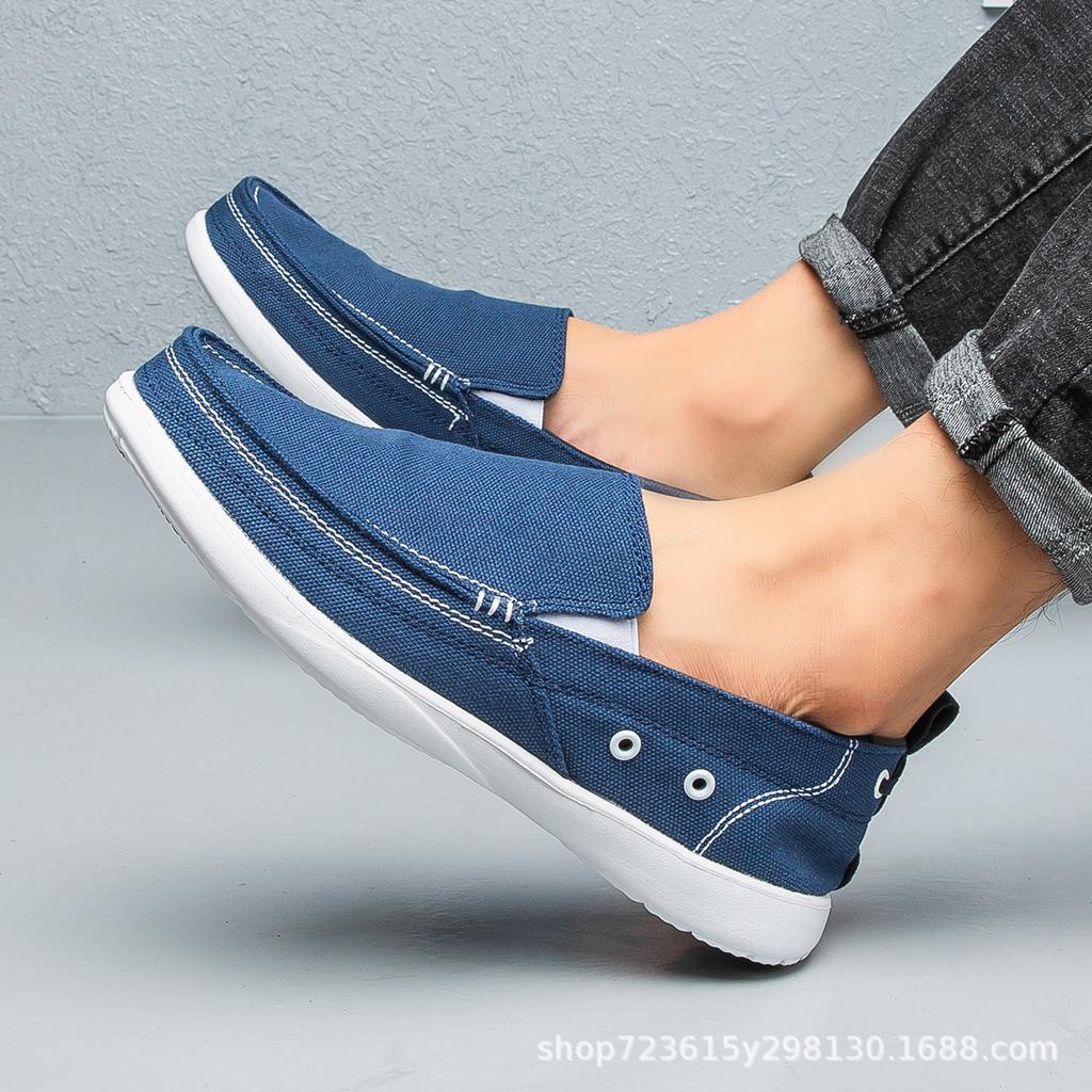 Fashion Men's Canvas Shoes Korean Style Loafers Slip-On Flat Shoes Breathable Wear-Resistant Casual Shoes Fashion Men's Shoes 2025