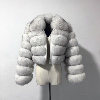 Europäischer Faux-Fuchsfell-Damen-Reversmantel, Patchwork, Langarm