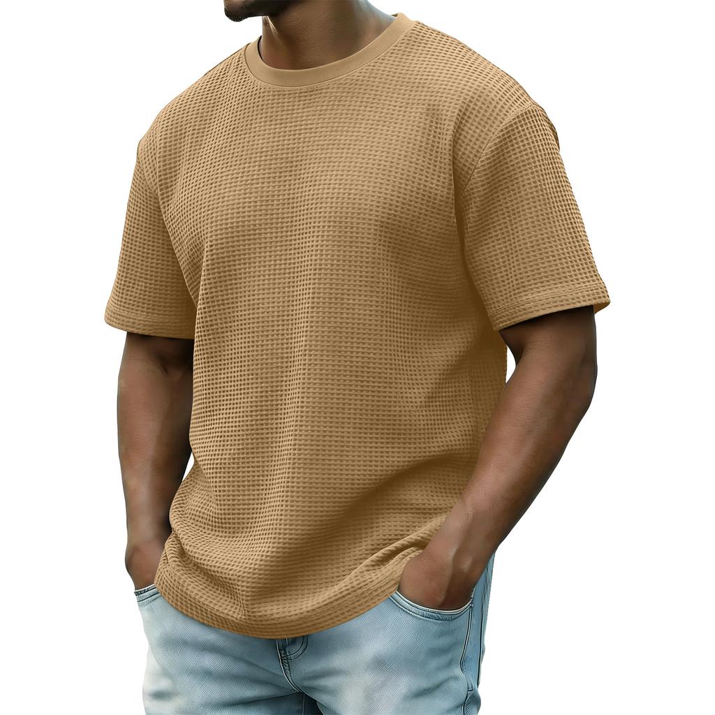 Men's Summer Short-Sleeve Top Men's Casual Fashion Textured Short-Sleeve Top