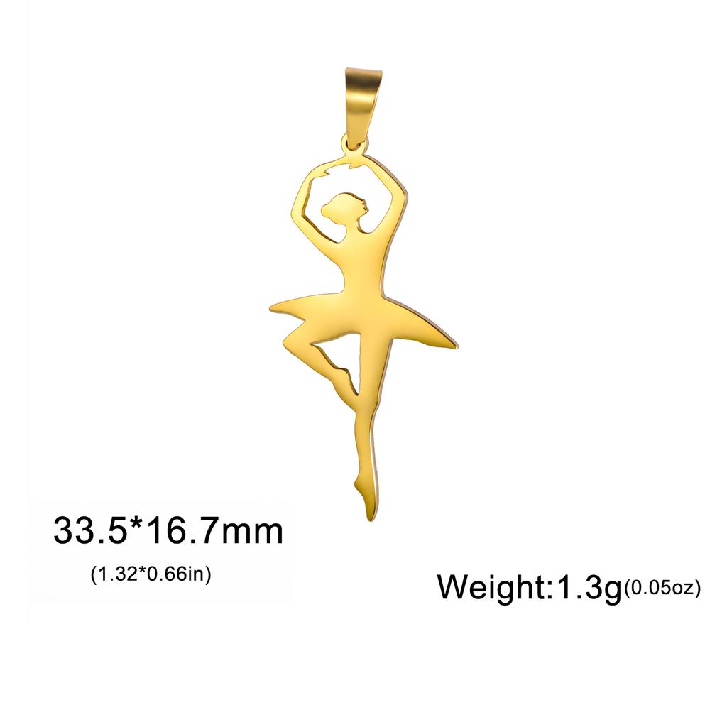 Teamer 5pcs/lot Ballet Charms Stainless Steel Gymnastics Heart Round Pendant for Necklace Keychain Women DIY Jewelry Making Gift