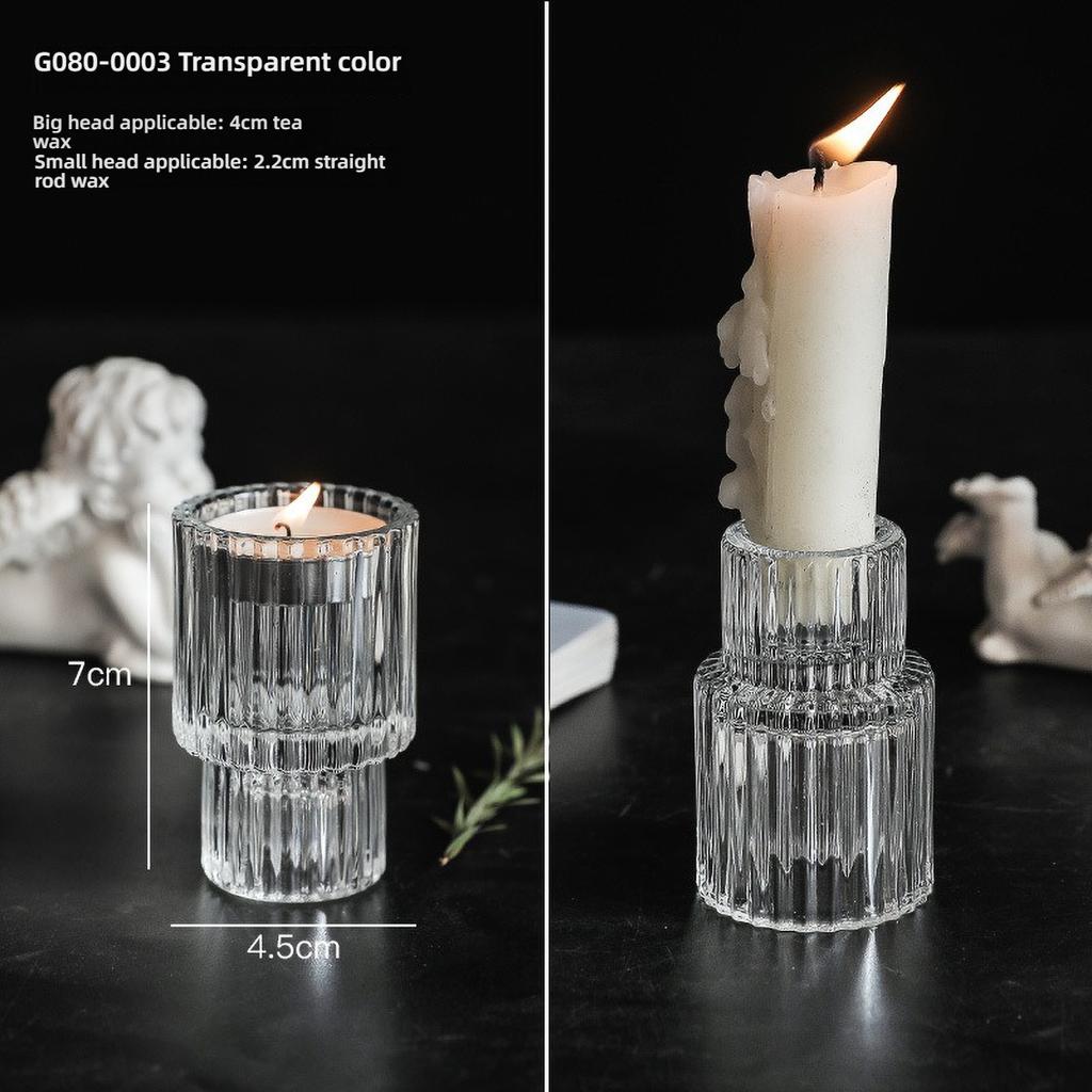 Pillar Tealight Candle Holder Clear Glass for Table Design Candlesticks, Decorative Tabletop Home Dining Centerpiece