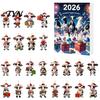 2026 Holiday Atmosphere Gift Set Christmas Cow Ornament Advent Calendar 2026, 24 Days 2D Acrylic Hanging Pendant Flat for Car Rearview Mirror