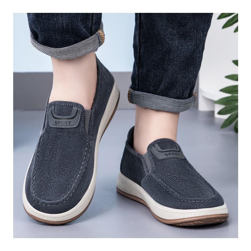 Spring Men's Casual Slip-on Shoes, Lightweight Shallow Mouth Comfort Skate Shoes, Striped Soft Sole Single Shoes, Dropshipping Available