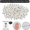 300 st 3,5 mm 925 Sterling Silverpläterade Runda Mellanläggspärlor Kula Släta Löstsittande Pärlor för Armband Halsband Smyckestillverkning Kit