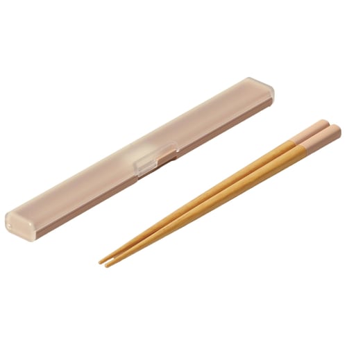 Ansio Antibacterial Chopsticks and Slim Chopstick Case Set, Pink/Made In Japan, Dishwasher Safe, Pastel Colors and Natural Wood