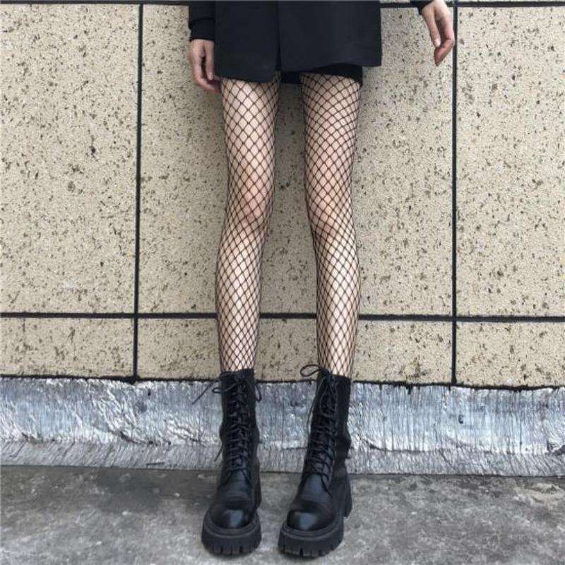 Stockings Fishnet Mesh Solid Color Hollow Out Skinny Beautify Legs Soft Elastic Women Pantyhose