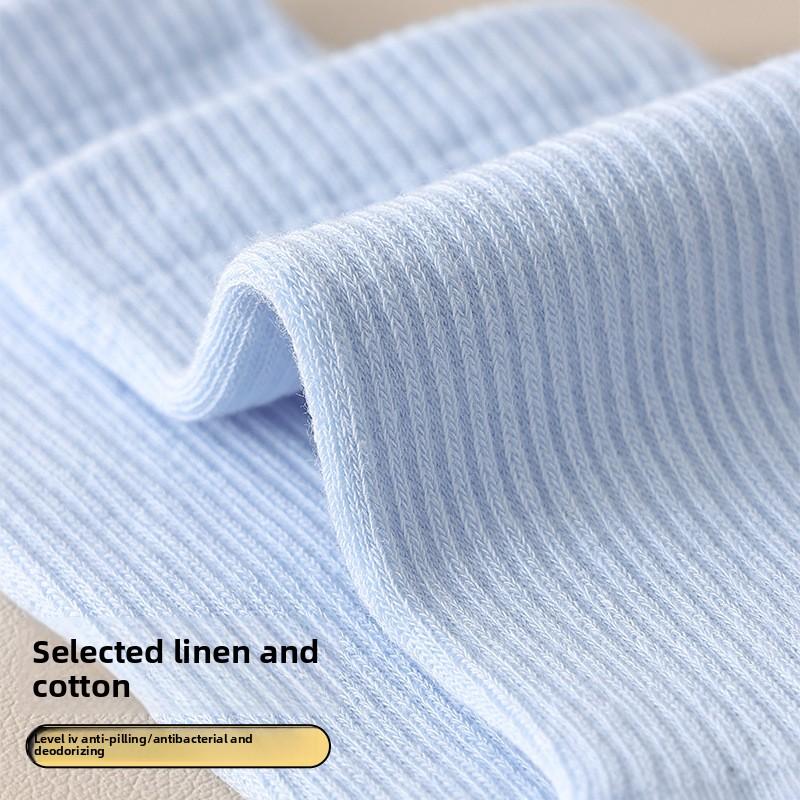 Women's Cotton Boneless Antibacterial Ramie Autumn and Winter High-elasticity Deodorizing and Antibacterial Mid-calf Socks