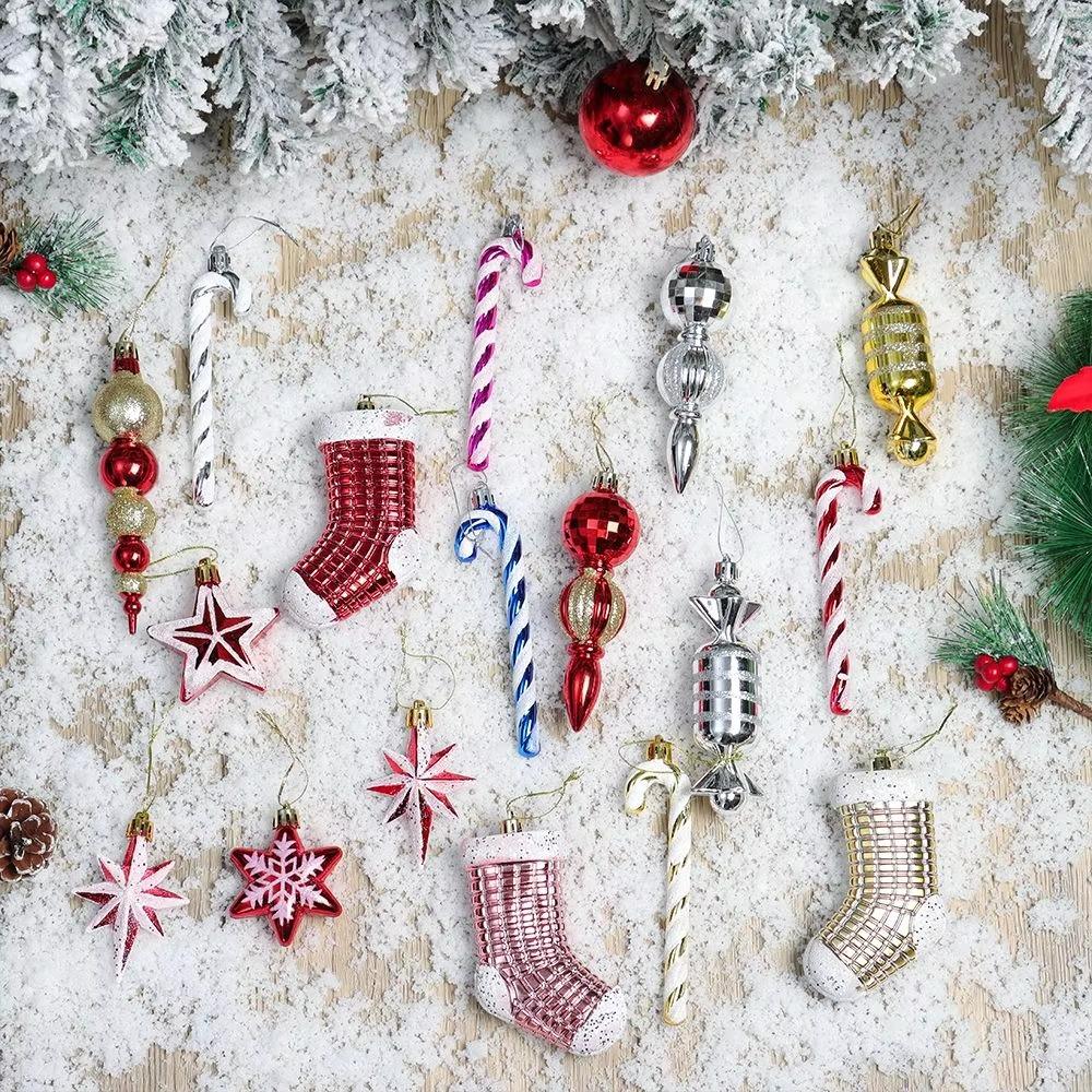 6pcs/box Cute Christmas Tree Decoration Hanging Candy Hook Ornaments Candy Canes Decoration  Holiday