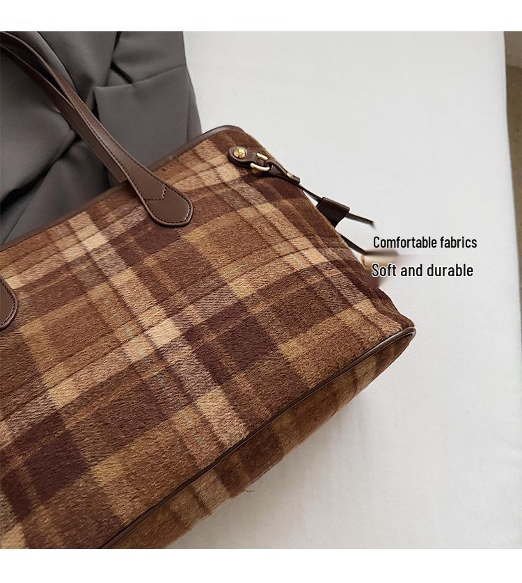 Damen College-Stil Cross-Border Woll-Tote: Handtasche mit großer Kapazität, vielseitig, modisch und hochwertig für Studenten