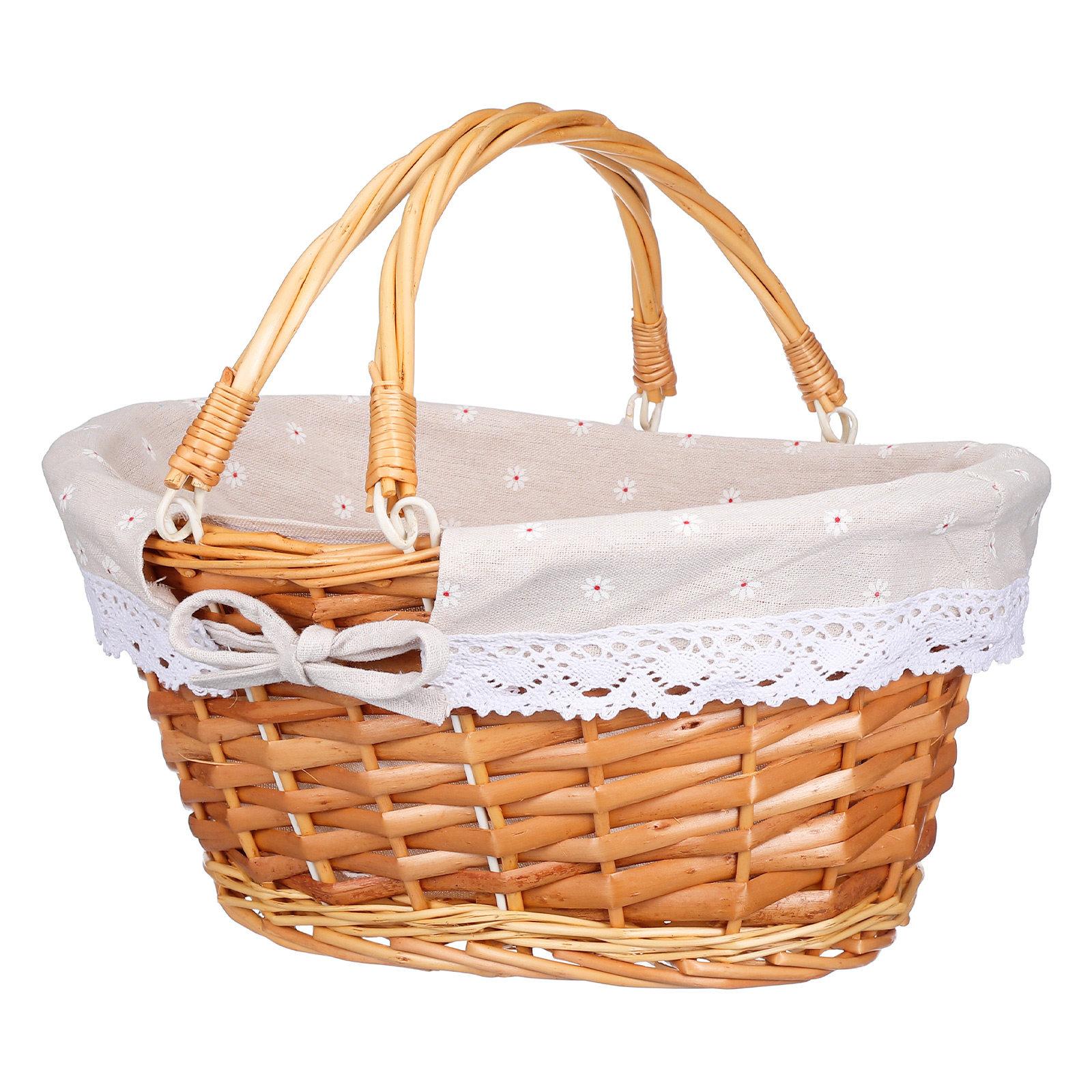 

Rustic Willow Woven Basket for Wedding Flower Bridal Shower Decorative Floral Arrangement Storage Handy Portable Handle 33X23X13CM