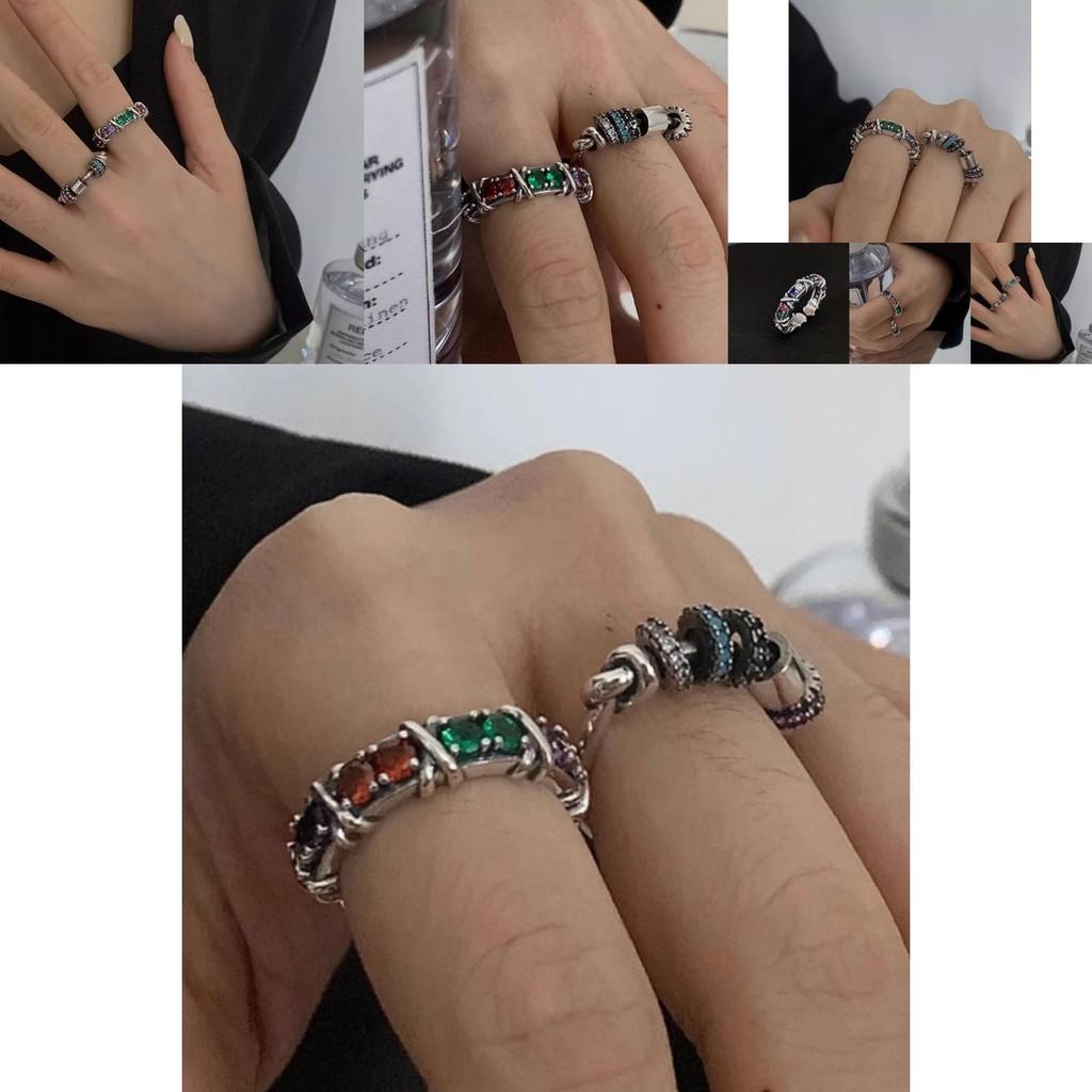 Unique Vintage Style Adjustable Rainbow Zircon Ring For Women Fashion Jewelry