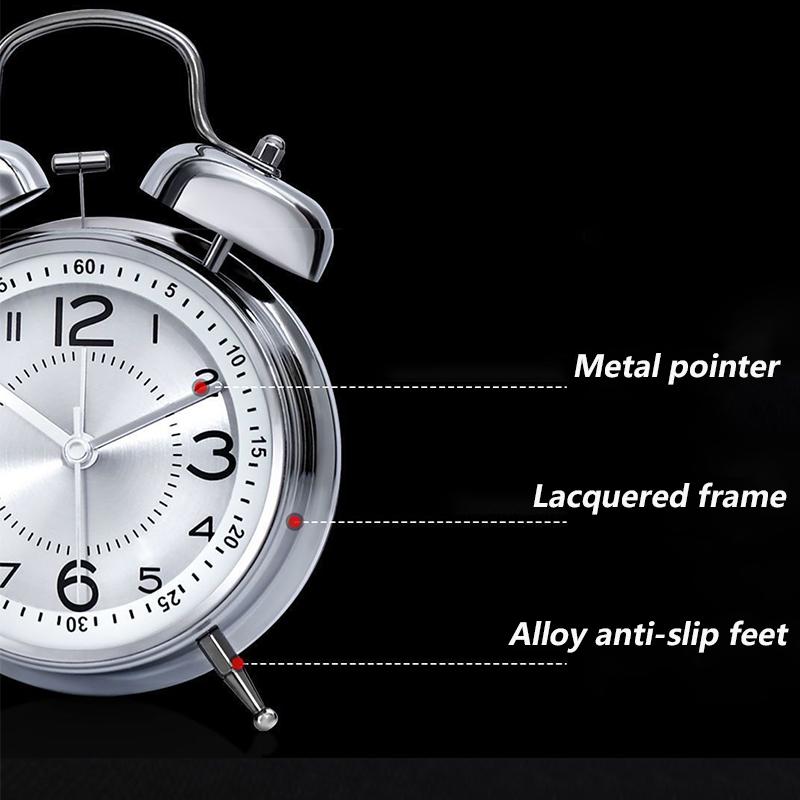 Modern Metal Alarm Desk Clock Silent Mechanical Desk Clock Living Room Decor Table Clocks Creative Table Clocks with Night Light