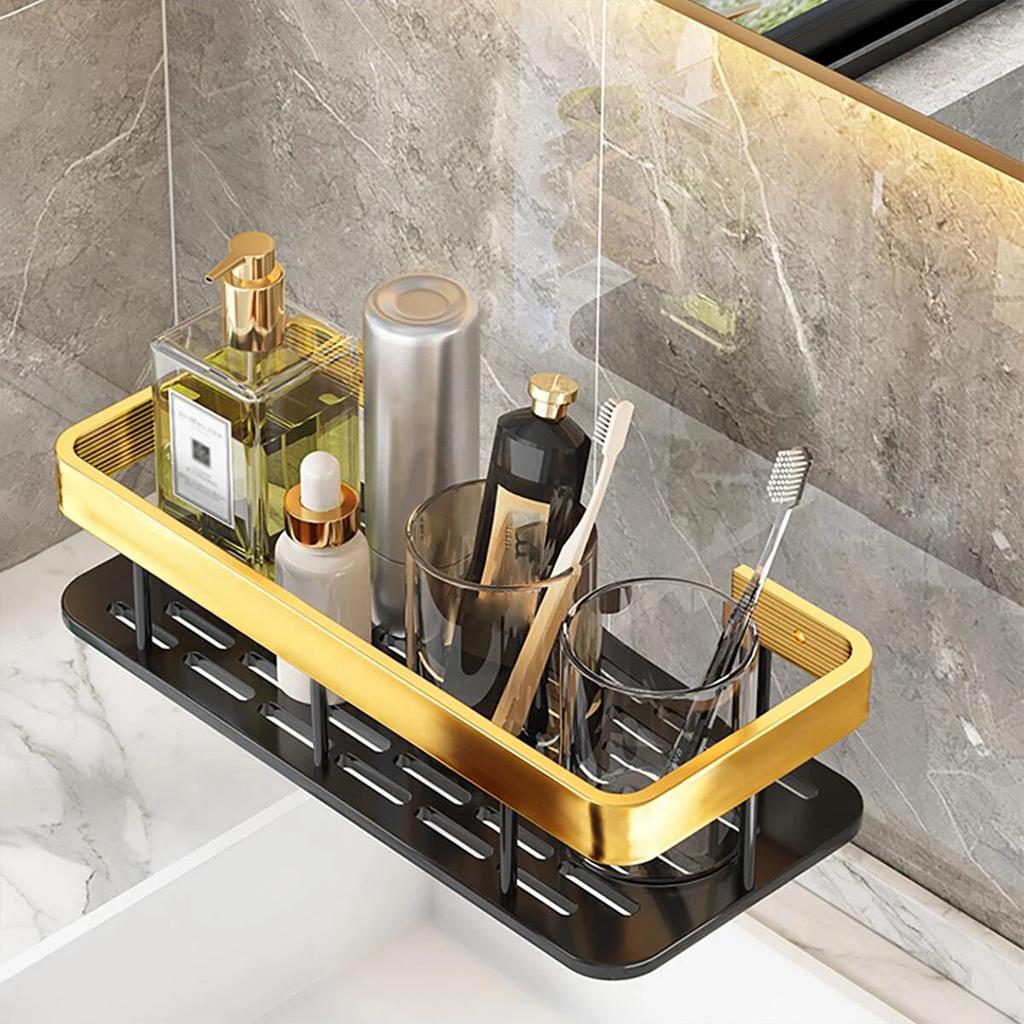 1pc - Wall mounted storage rack suitable for bathrooms and kitchens a space saving bathroom shelf that does not require drilling