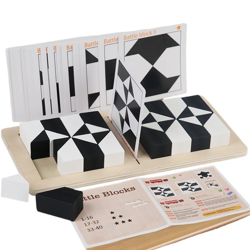

Бело-черные строительные блоки, игра-головоломка для двух игроков, танграм, деревянные игрушки для раннего развития детей, детский подарок, игра-головоломка black&white
