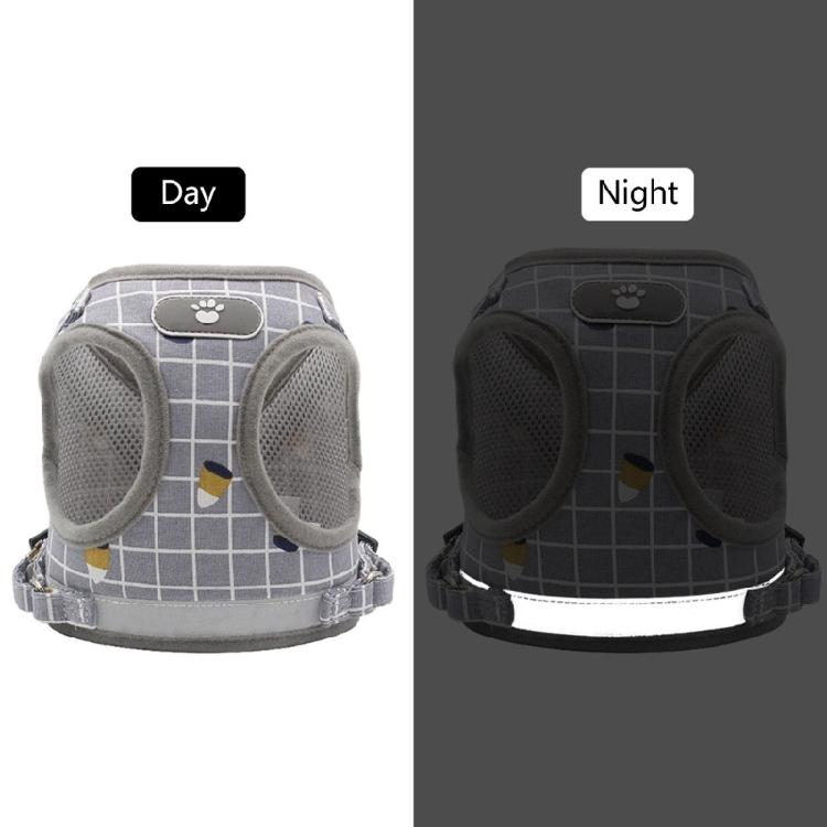 Dog Plaid Vest with Reflective Stripes Dog Harness Leash Pet Doggy Cat Supplies