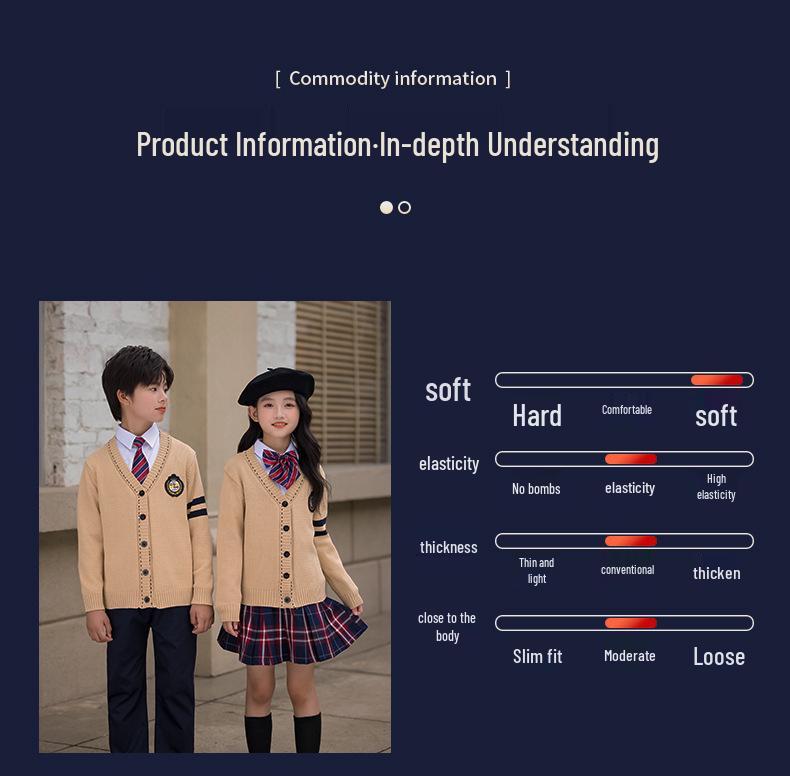 Children's British School Cardigan Three-Piece Set: Spring/Autumn Uniform for Primary and Kindergarten