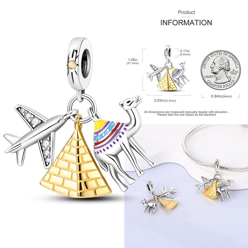 Ancient Egypt'S Copper Guardian Pharaoh Devil'S Eye Pyramid Sphinx Bastet Charm Fit Bracelet Diy Jewelry