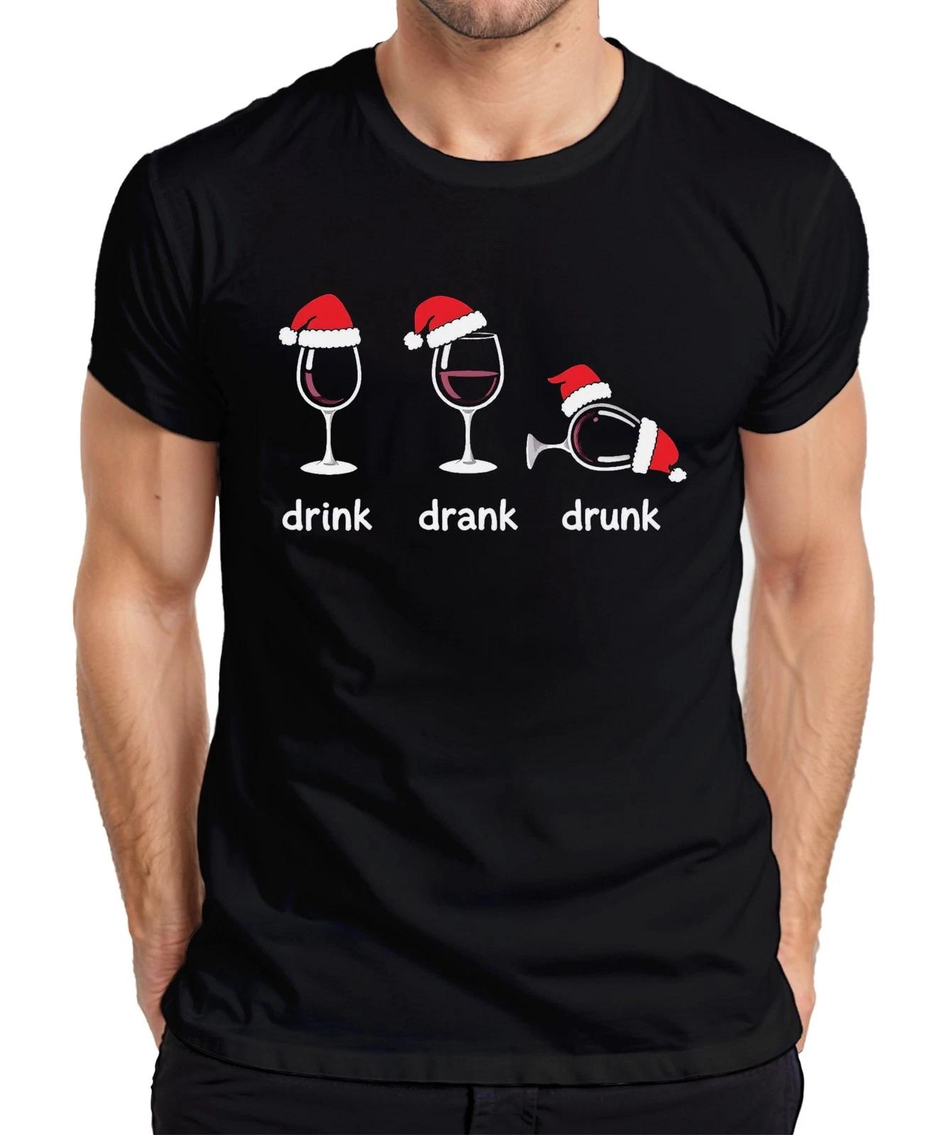drink drank drunk Weinglas Lustig Weihnachten Geschenk Party Herren T-Shirt S