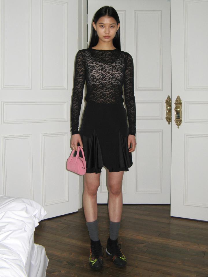 SINOON Frill Layered Skirt (Black)