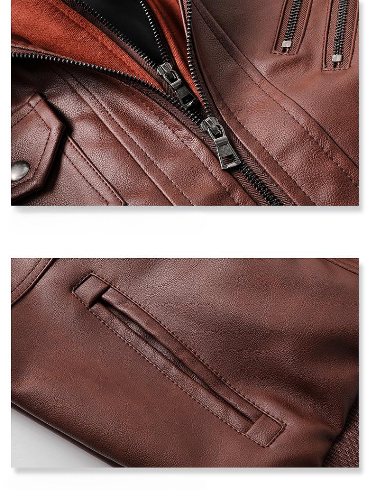 Pánská vysoce kvalitní a módní motocyklová kožená bunda, Slim Fit a stylová pánská kožená bunda, podzimní a zimní kabát