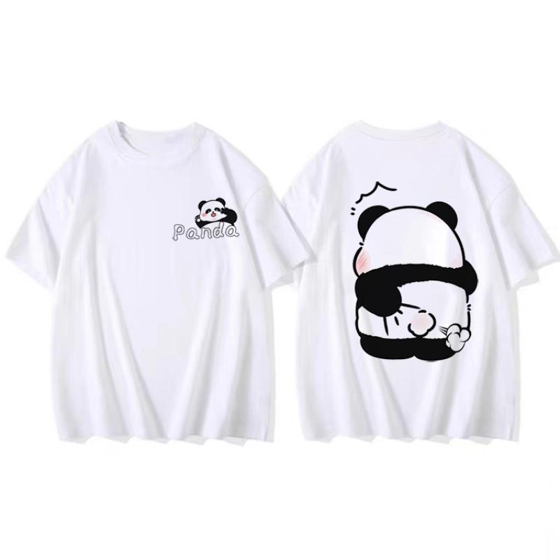 Women's Short Sleeve T-Shirt Summer Fashion Panda Printing Cotton T-Shirt Casual Loose Design Tops Kawaii Kpop Japanese Y2k