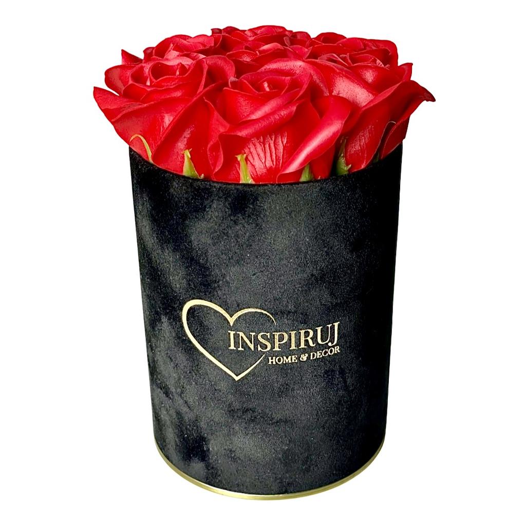 Flowerbox Inspire - Black Box with Soap Roses - No. 14 Red
