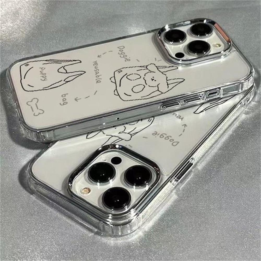 Applicable to iPhone17ProMax bag, puppy transparent mobile phone case, Apple 16Pro large hole 15/14 anti-drop