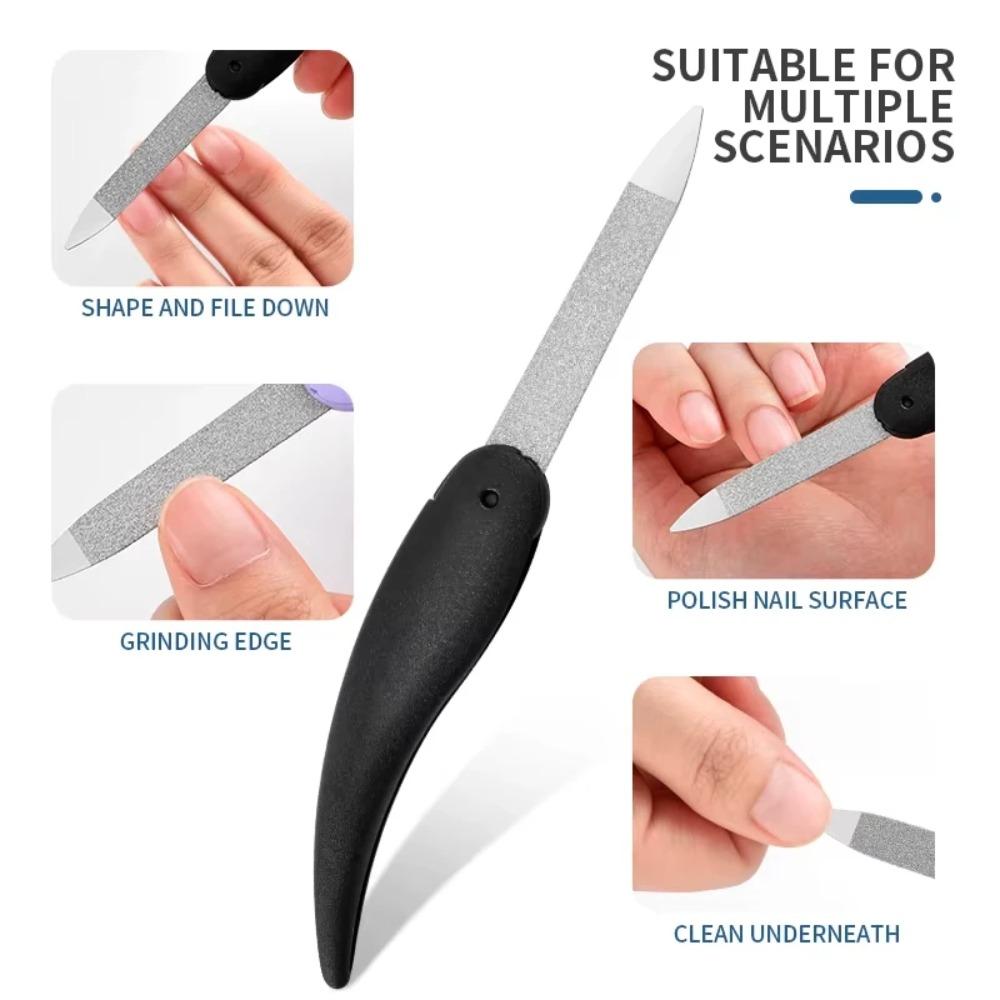 1PC Little Fish Folding Nail File Double Sided Nail Polishing &Trimming File Frosted Plastic Nail Buffer Portable Nail Care Tool