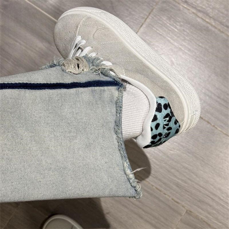 Yeni retro gri-mavi leopar desenli ekmek ayakkabıları kadın ins niş büyük dil kaykay ayakkabıları Amerikan yüksek sokak çok yönlü günlük ayakkabılar