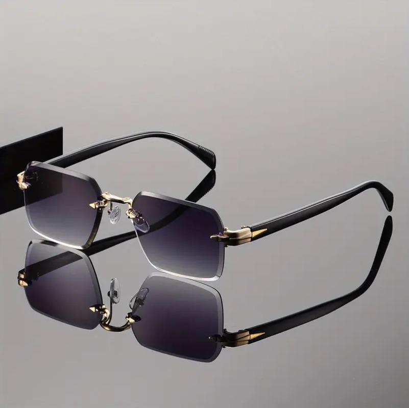 New Rectangle Rimless Women Sunglasses Luxury Brand Man Sun Glasses Retro Square Metal Eyewears Uv400 Trendy Goggles