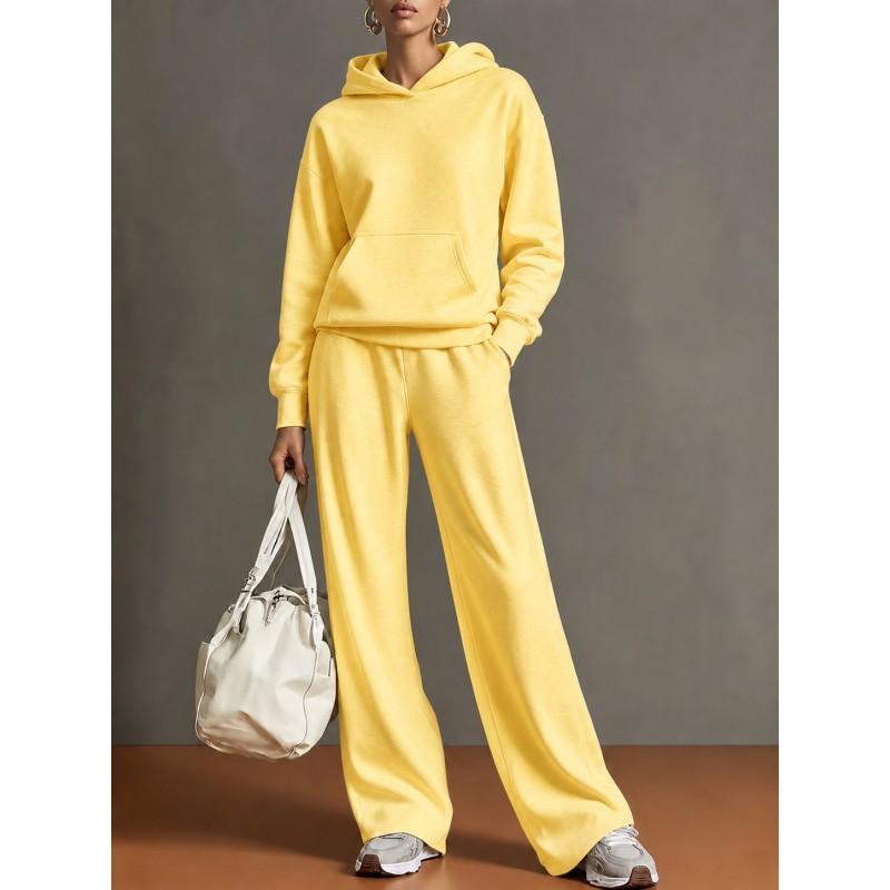 2026 Herbst Winter Damen Freizeit Kapuzenpullover Weite Hosen Set Locker Sportbekleidung