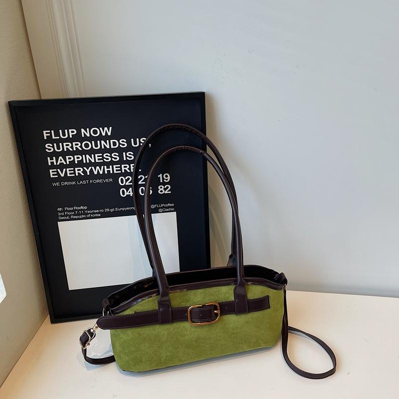 

Niche texture handbag women s new autumn and winter shoulder bag high-end fashion versatile retro underarm bag зелений