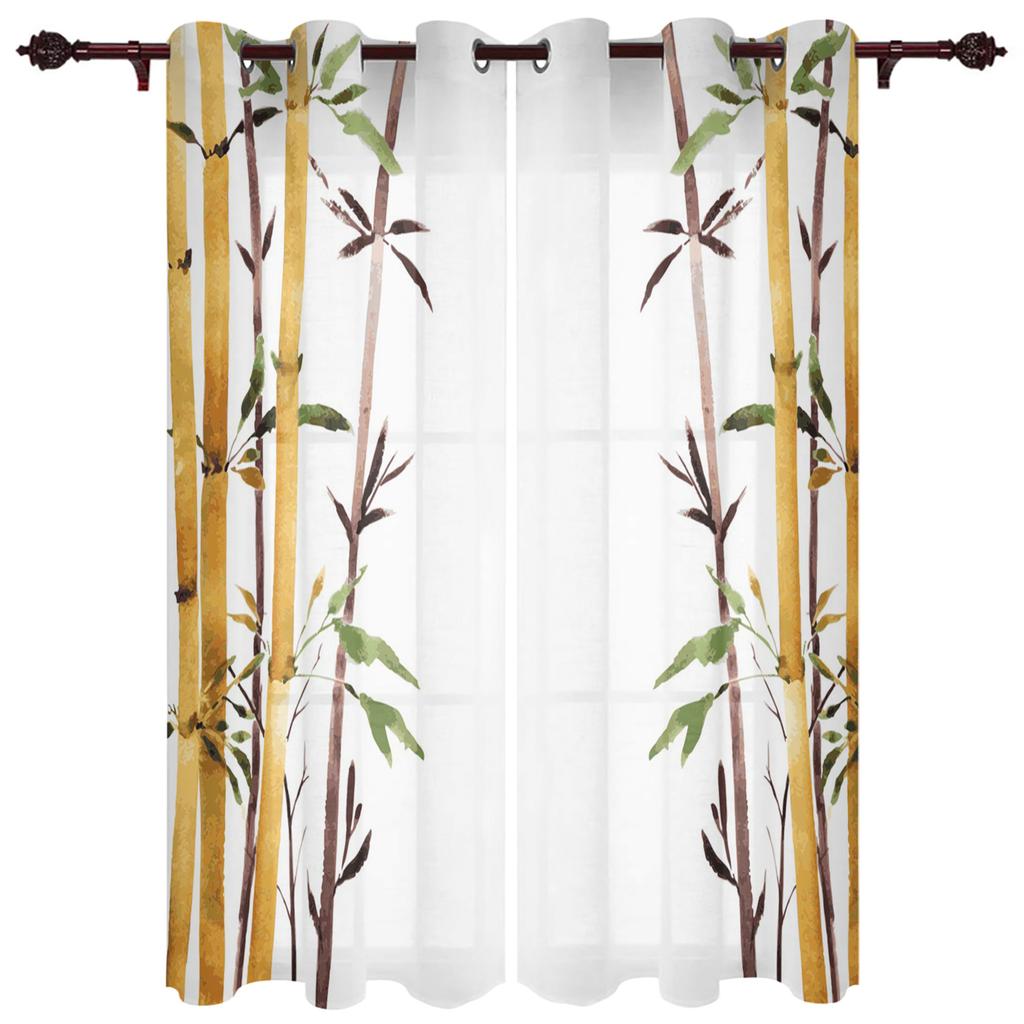 Gold Leaves on Black Background Window Curtain for Living Room Bedroom Home Decor Kitchen for Window Drapes