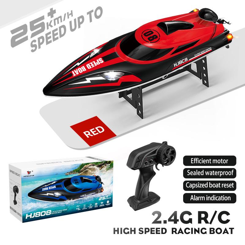 HJ808 Speedboat: 2.4G Remote Controlled Water Toy with Auto Flip Feature & Low Battery Indicator, 25KM/H High-Speed.