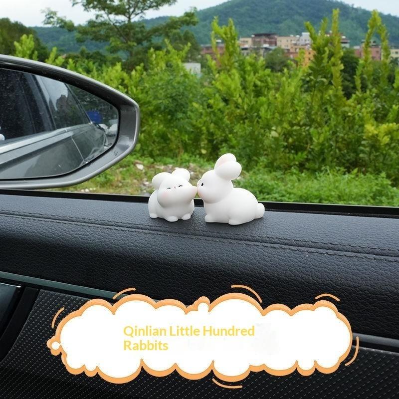 Cute Mini Cartoon Kissing Rabbit Cat Frog Car Ornaments Smooth Surface For Car Dashboard Home Desktop Decor