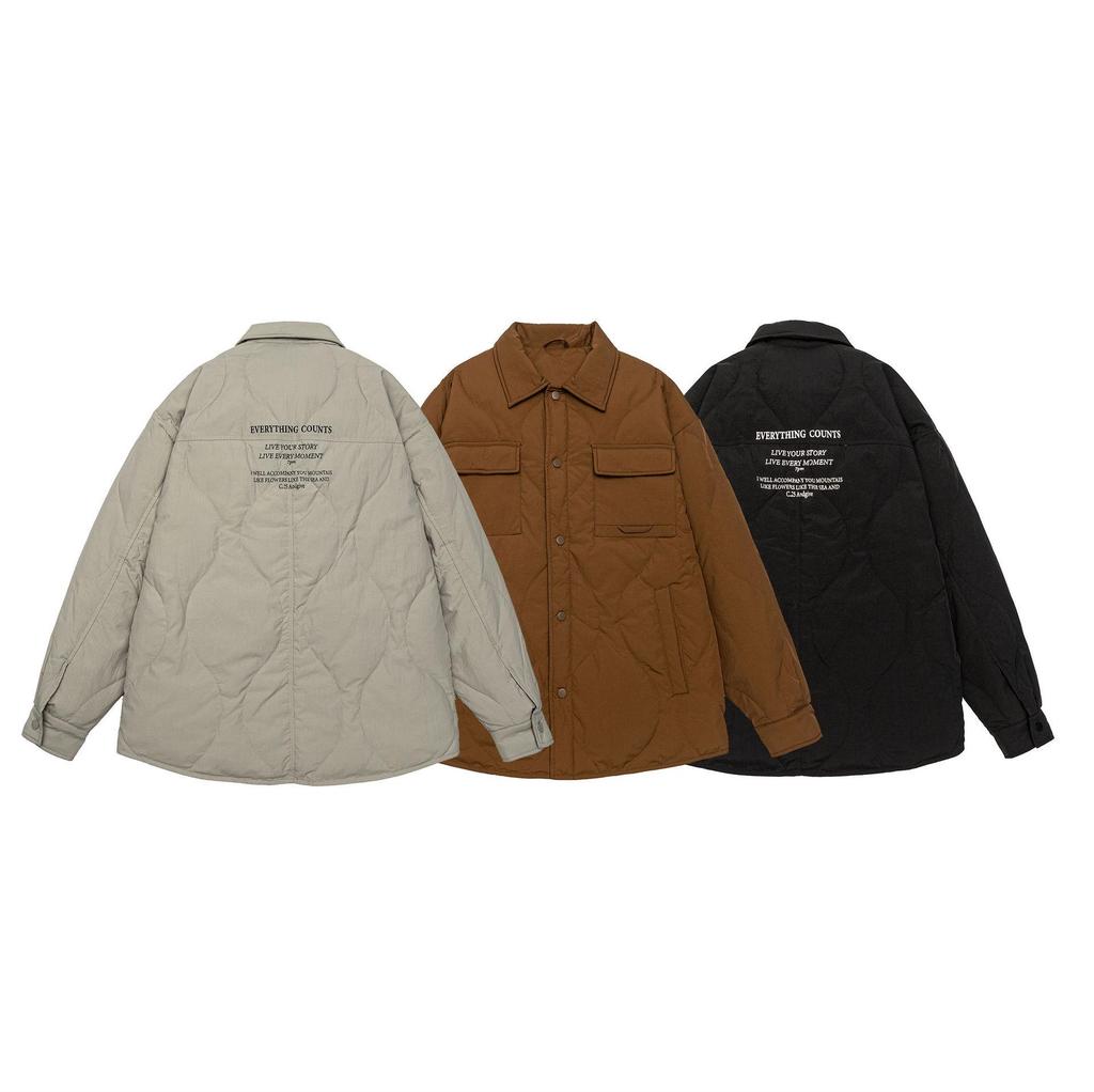 Men's 90% White Duck Down Lightweight Winter Shirt Jacket - Loose Lapel, Plus Size