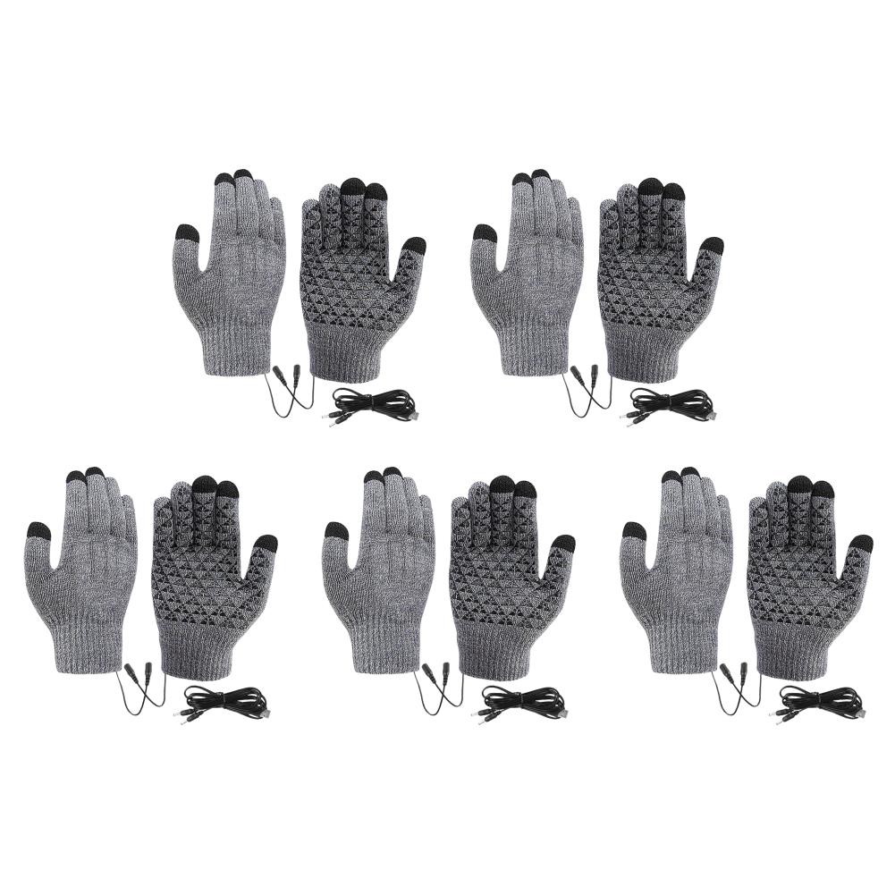 USB Heated Knitted Gloves Touch Screen Gloves Thicken Thermal Knitting Mitts Winter Cycling Gloves for Outdoor Sports Gloves