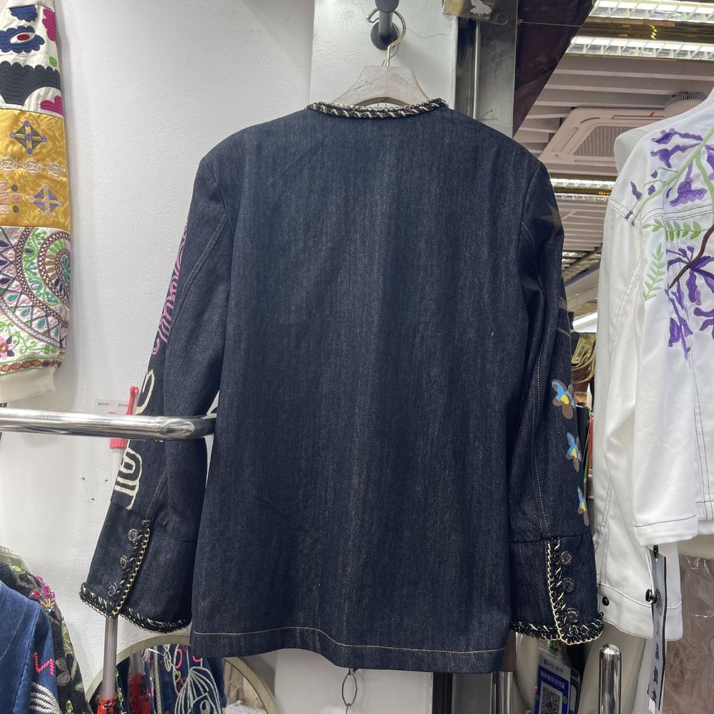 Europäische Station Herbst Neues Design Street Denim Patch Jacke Damen Locker und Enges Oberteil Trendige Marke