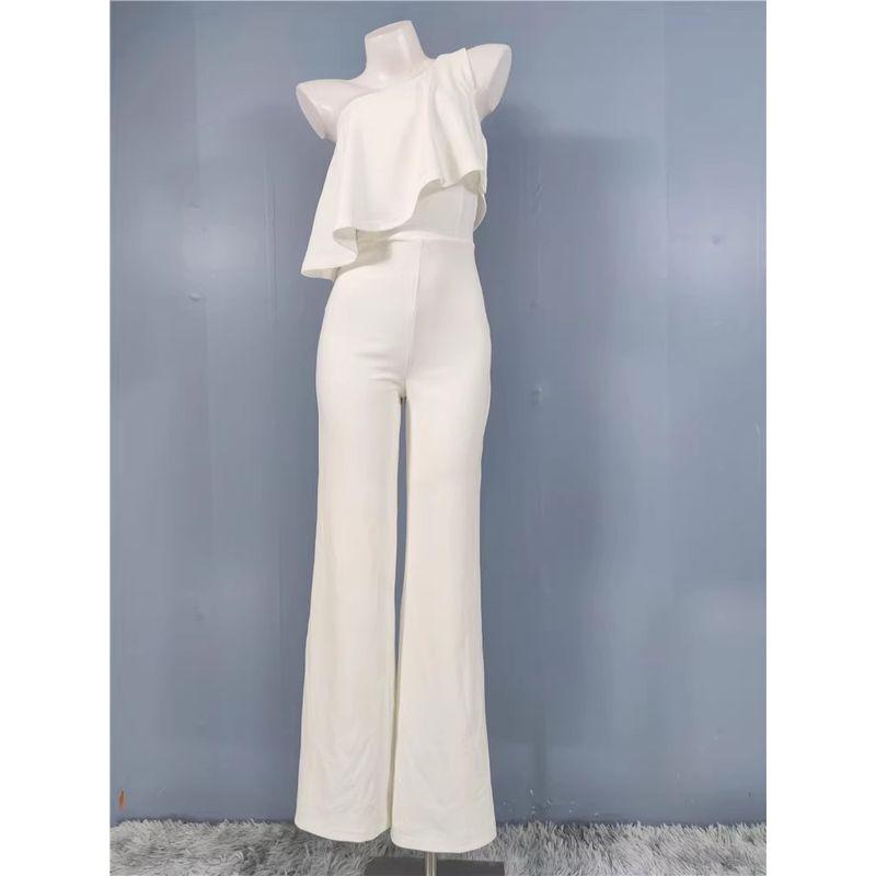 

Экспорт Одиночный Лу Домашний Темперамент Одно плечо Дизайн с оборками Облегающий талию Комбинезон с широкими штанинами Взрослая Женственная Женщина Фан Высокий Выбор Брюки плюс Размер White 2XL