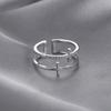 Gold Sliver Color Double Layered Zirconia Cuff Rings For Women Openable Figure Accessory