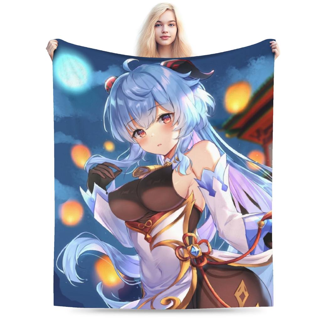 Genshin Impact Venti Blankets Velvet Summer Air Conditioning Barbatos Anime Multi-function Warm Throw Blanket for Bed Car Quilt