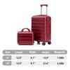 14"/19" 2-piece ABS spinner luggage set with combination lock & 14" cosmetic bag (wine red)