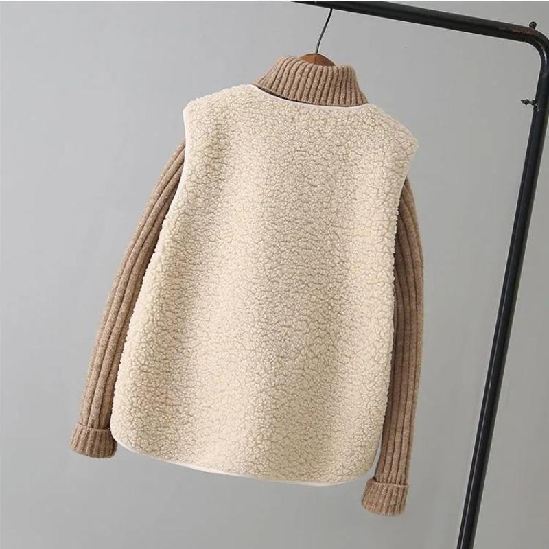 Damenweste Frühling und Herbst Koreanischer Stil Plüschweste Jacke Oberbekleidung Weste Weste Lose Einfarbige Weste