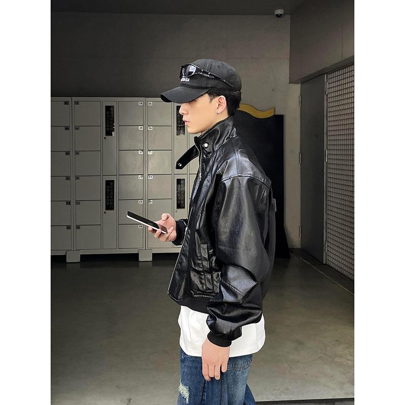 Herren Retro Amerikanischer Stil Leder Baseballjacke - Winter Motorrad Cleanfit