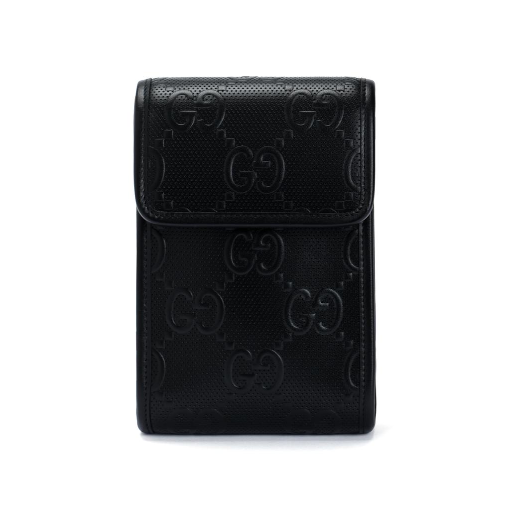 Gucci Monogram Logo Embossed Leather Crossbody Bag Unisex Bags Black 625571-1W3AN-1000