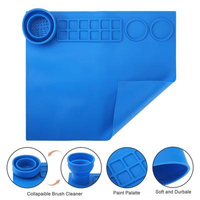 Doodle Mat with Cleaning Cup Washable DIY Reusable School Students Silicone Painting Drawing Mat Art Supplies for Classroom