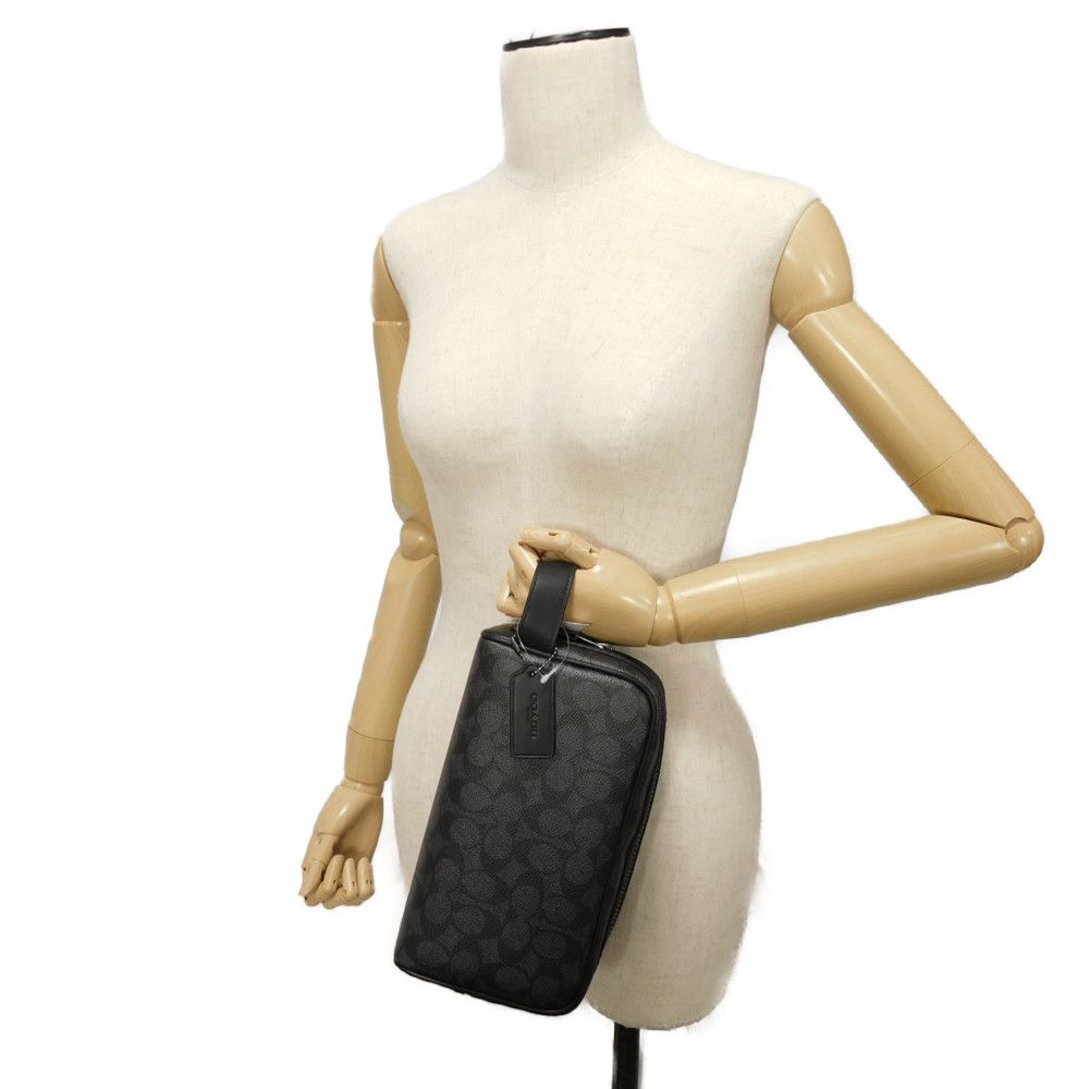 Used 9726 Small Travel Kit CAR15 7930 Current Smooth Calf Gray Handbag Pouch Unused Signature Black Men's from Japan