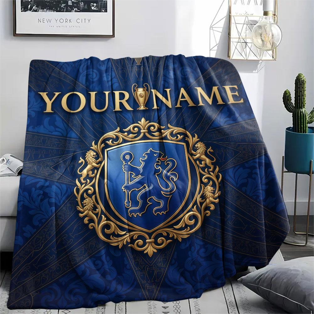 Custom Name,Chelsea FC Printed Flannel Blanket, soft throw for bedroom sofa, washable, Christmas present, great gift.