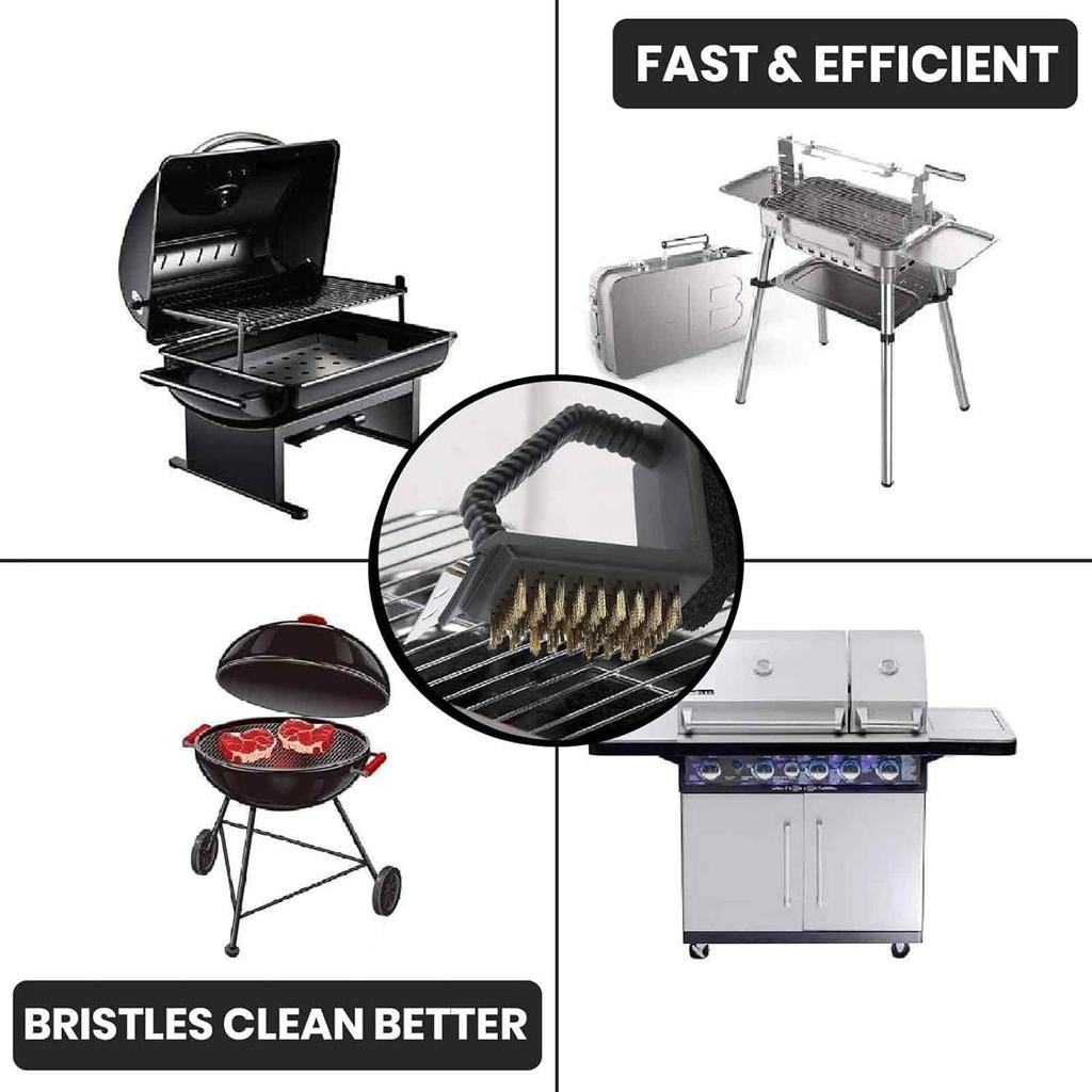 3 i 1 BBQ Trippel Grillbørste Kobberstål Rengjøringsbørster Grillrenser Kjøkken
