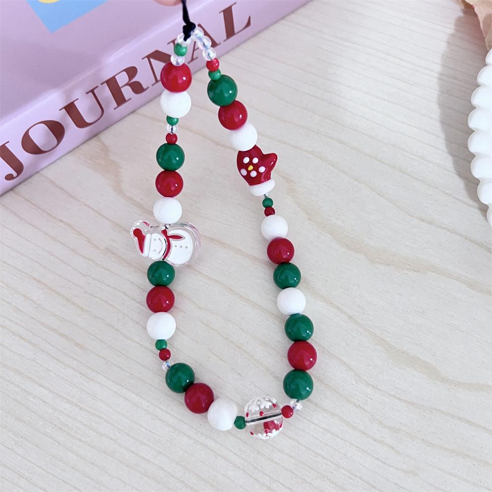 1PC Christmas Mobile Phone Chain Color Chain CCD Hanging Decoration Hanging Rope Cute Bead DIY Camera Dopamine Explosion
